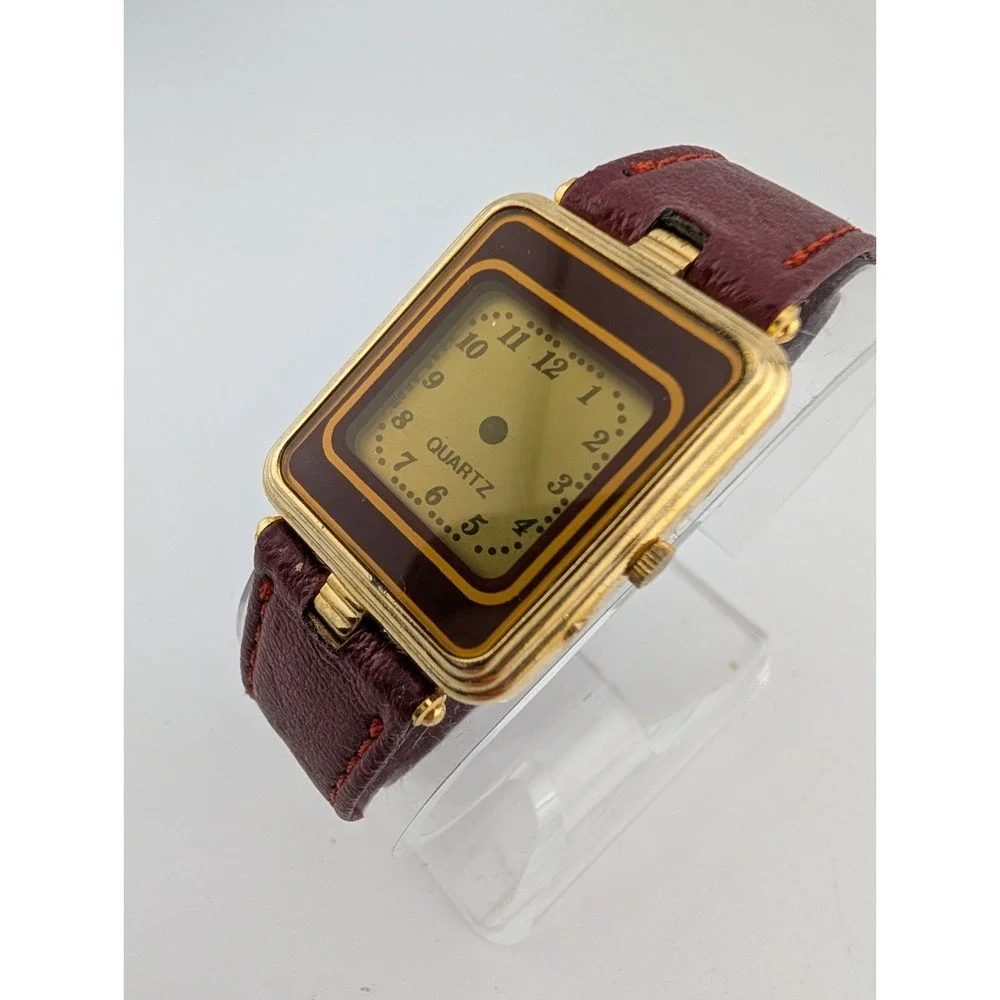 Vintage Marcel Watch Corp. No 963 Digital Watch Maroon Leather Band- New Battery